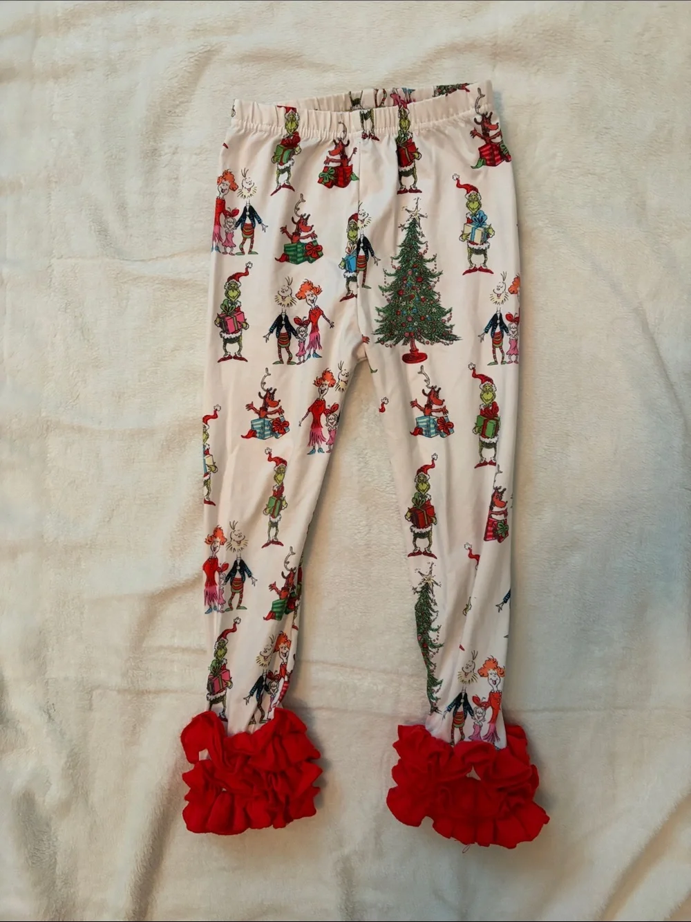 Kids Red Grinch Pajama Set with Holiday Print Pants